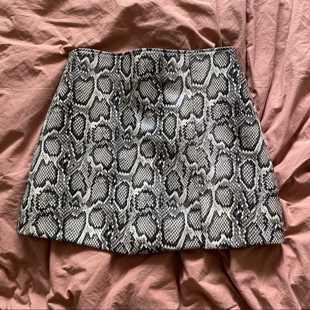 Snakeskin print mini skirt